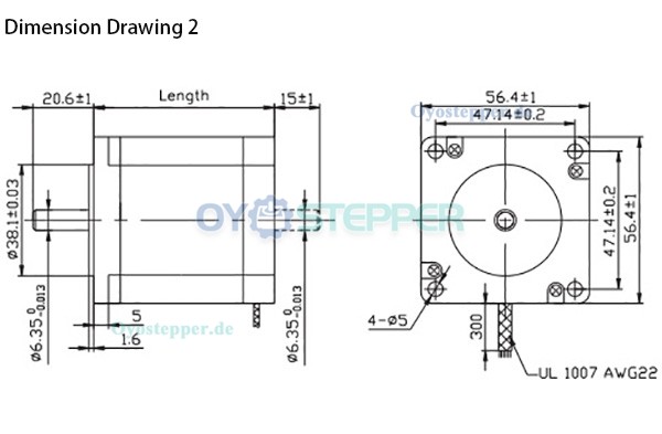 OUKEDA NEMA 23 Schrittmotor, 1,8°, 12,35 Ncm 2-Phasen, 57 × 57 mm, D-Cut Welle